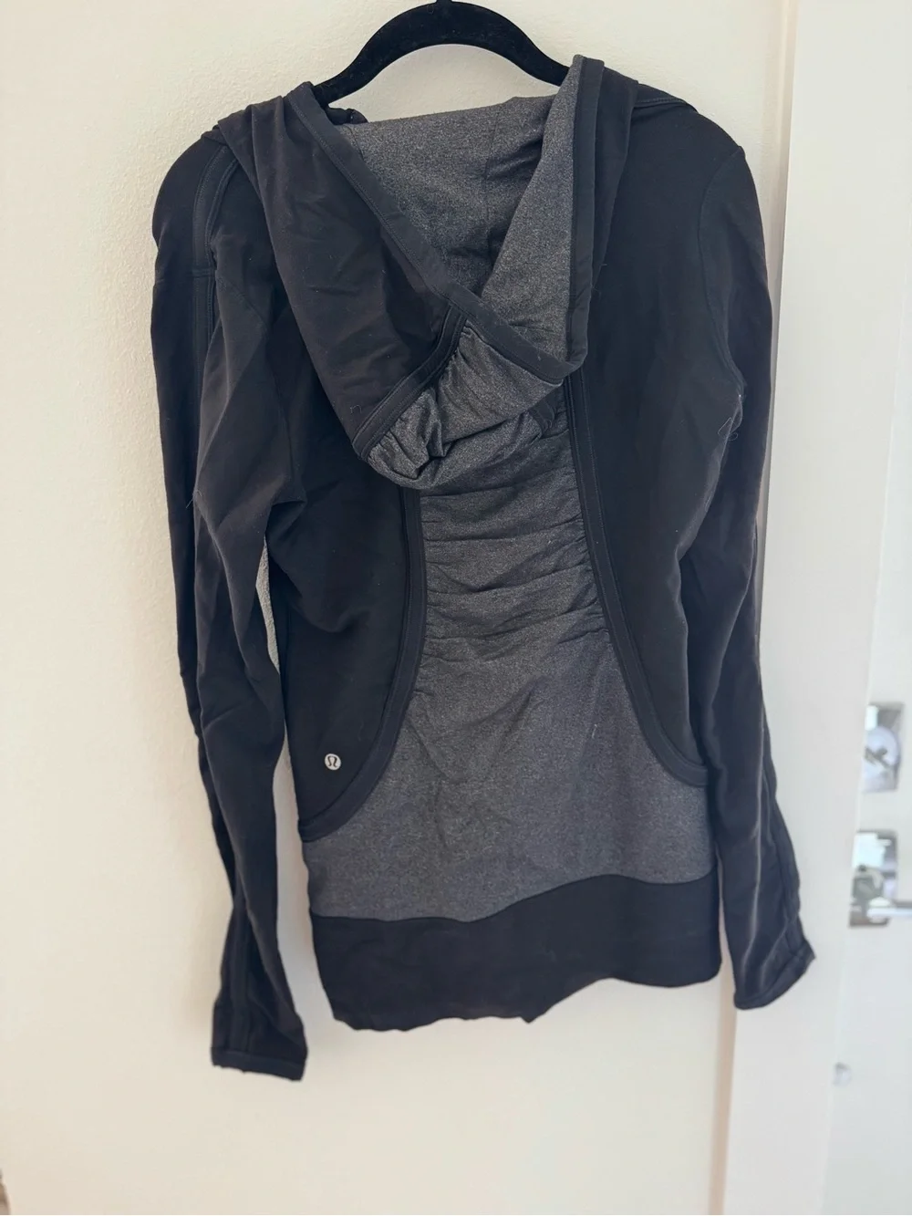 Lululemon Black and Charcoal Ruched Zip Hoodie